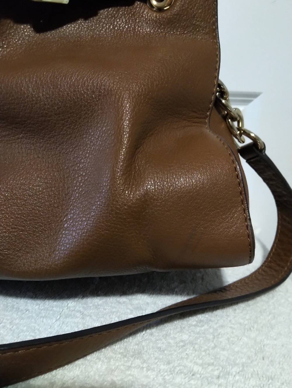 Michael Kors Hamilton East-West Brown Leather Satchel Bag - Picture 11 of 13